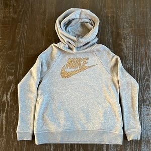 Nike grey with bronze metallic detailing pullover hoodie in size Med